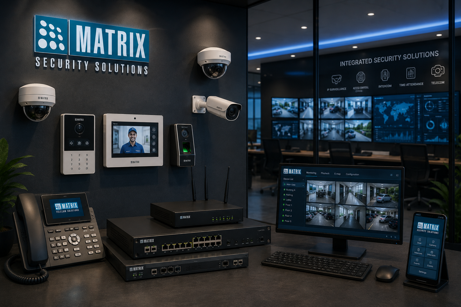 Matrix Security Solutions product wall and command center